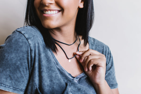 Double Wrap LEATHER Choker Black